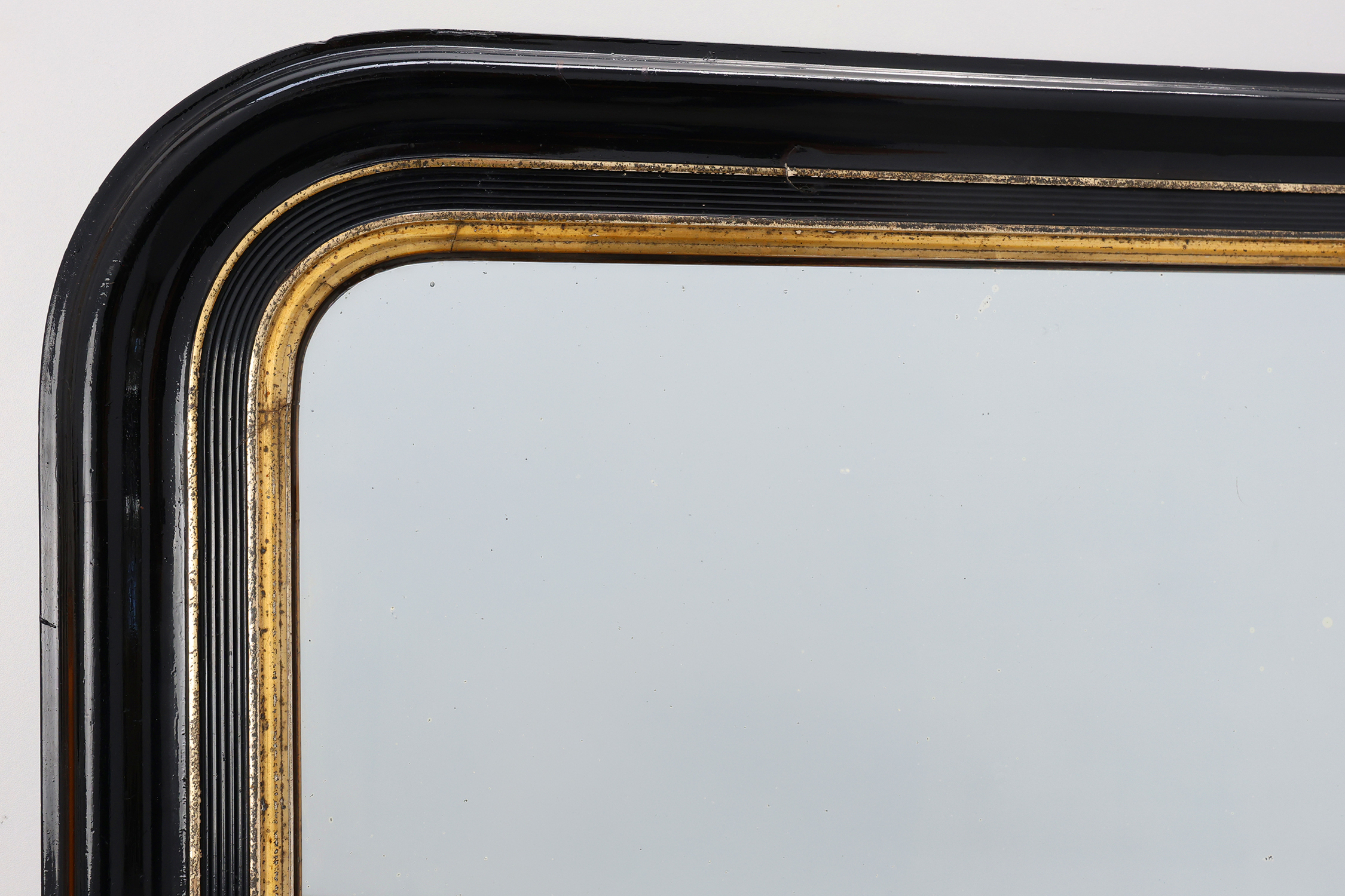 Black laquered and gilted wooden Louis Philippe mirror, France ca. 1850thumbnail